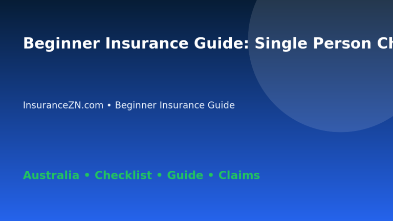 Beginner Insurance Guide: Single Person Checklist for Australian Readers 2026 - InsuranceZN guide
