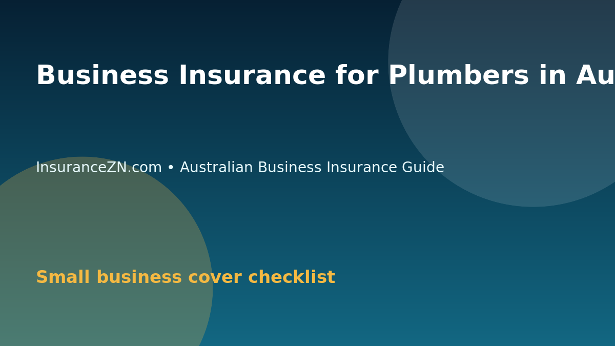 Business Insurance for Plumbers in Australia - Australian business insurance guide