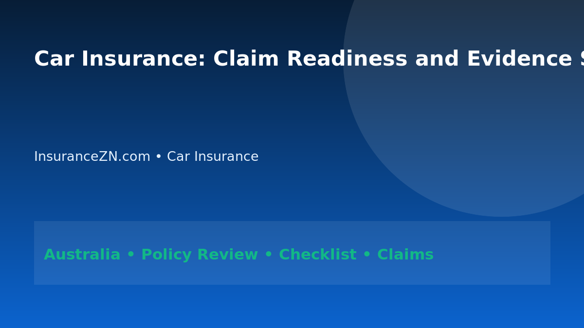 Car Insurance: Claim Readiness and Evidence Strategy for Australians 2026 - InsuranceZN Australian insurance guide