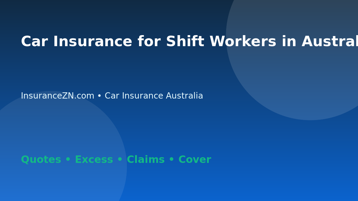 Car Insurance for Shift Workers in Australia - Australian insurance guide
