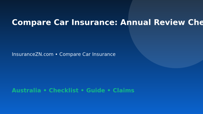 Compare Car Insurance: Annual Review Checklist for Australian Readers 2026 - InsuranceZN guide