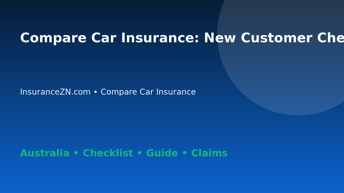 Compare Car Insurance: New Customer Checklist for Australian Readers 2026 - InsuranceZN guide