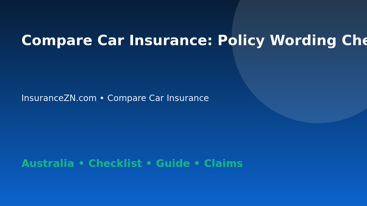 Compare Car Insurance: Policy Wording Checklist for Australian Readers 2026 - InsuranceZN guide