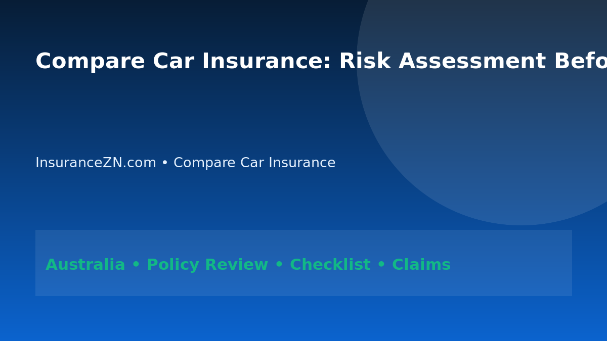 Compare Car Insurance: Risk Assessment Before Buying Cover for Australians 2026 - InsuranceZN Australian insurance guide