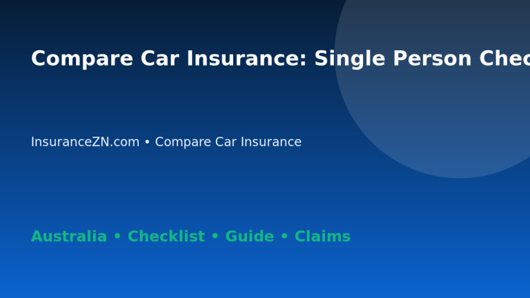 Compare Car Insurance: Single Person Checklist for Australian Readers 2026 - InsuranceZN guide