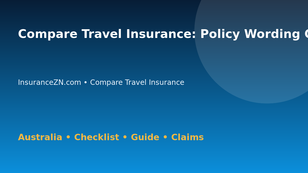 Compare Travel Insurance: Policy Wording Checklist for Australian Readers 2026 - InsuranceZN guide