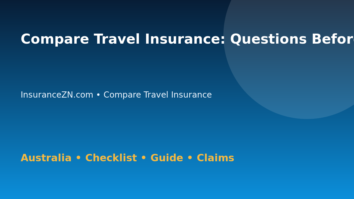Compare Travel Insurance: Questions Before Buying for Australian Readers 2026 - InsuranceZN guide