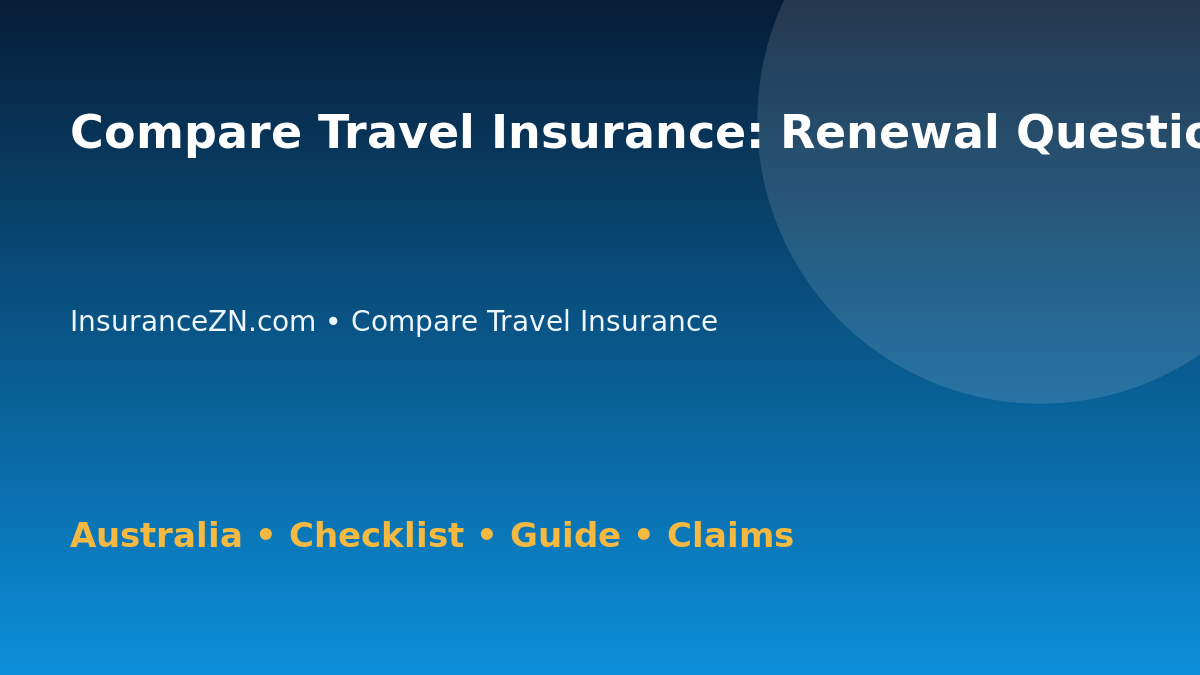 Compare Travel Insurance: Renewal Questions to Ask for Australian Readers 2026 - InsuranceZN guide