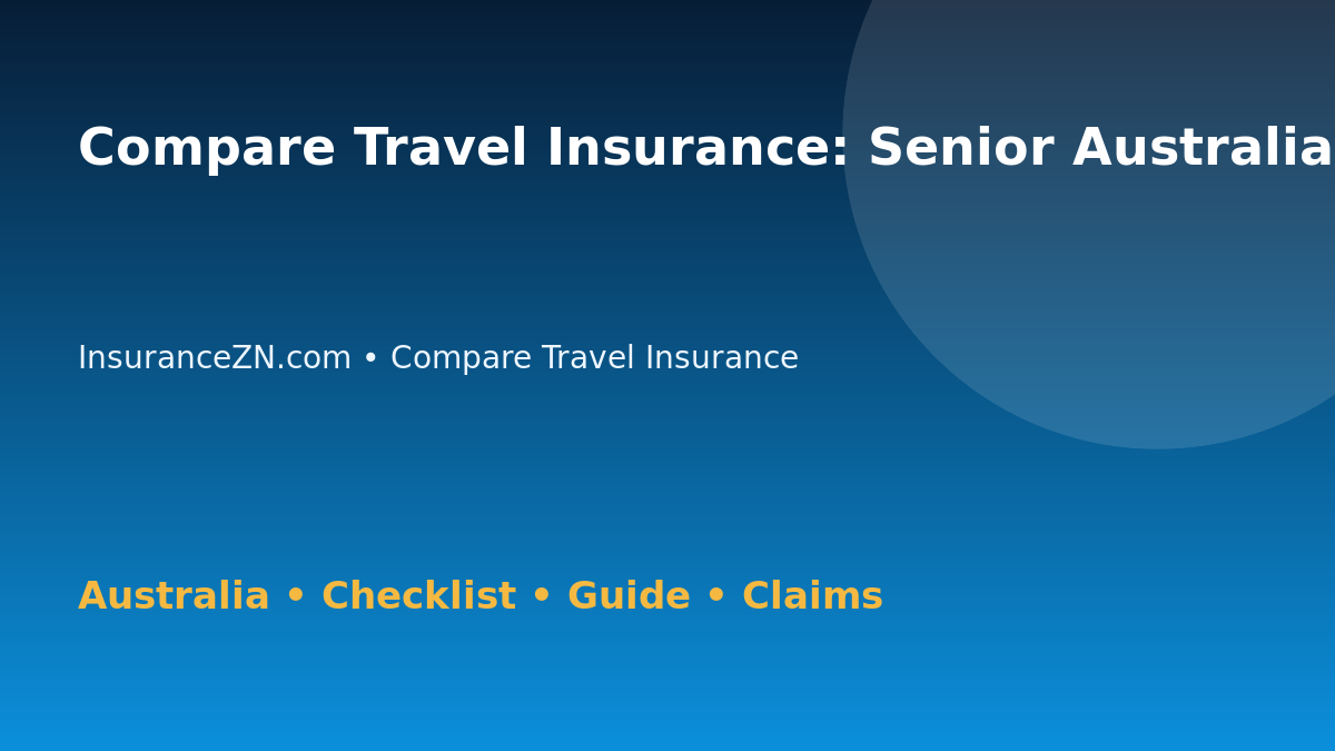 Compare Travel Insurance: Senior Australians Checklist for Australian Readers 2026 - InsuranceZN guide