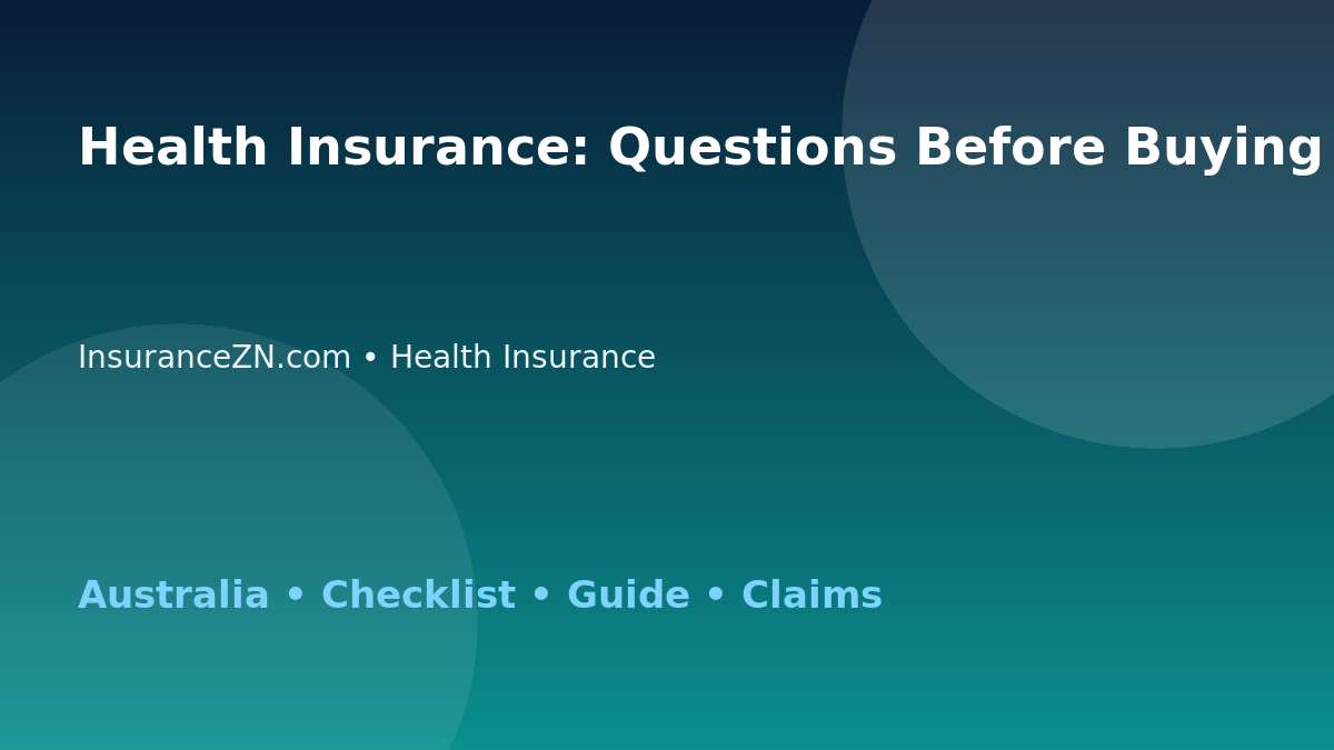 Health Insurance: Questions Before Buying for Australian Readers 2026 - InsuranceZN Australian insurance guide