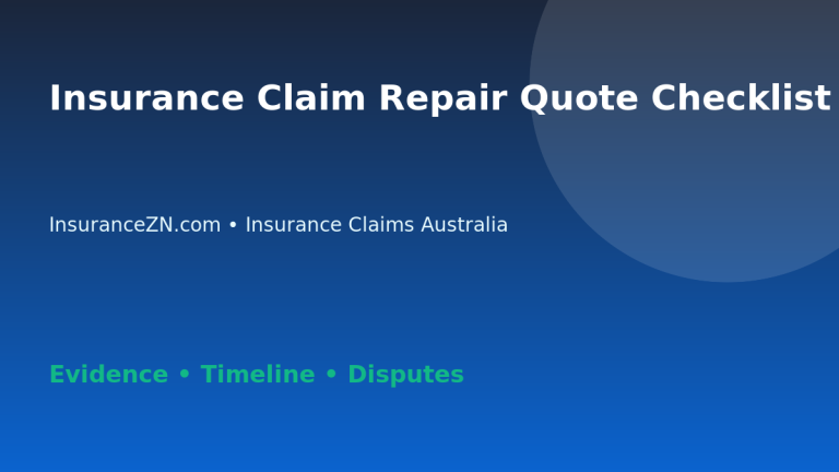 Insurance Claim Repair Quote Checklist - Australian insurance guide
