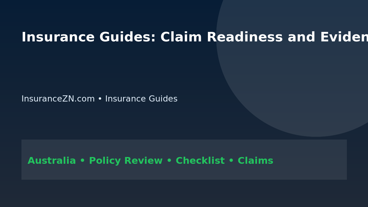 Insurance Guides: Claim Readiness and Evidence Strategy for Australians 2026 - InsuranceZN Australian insurance guide