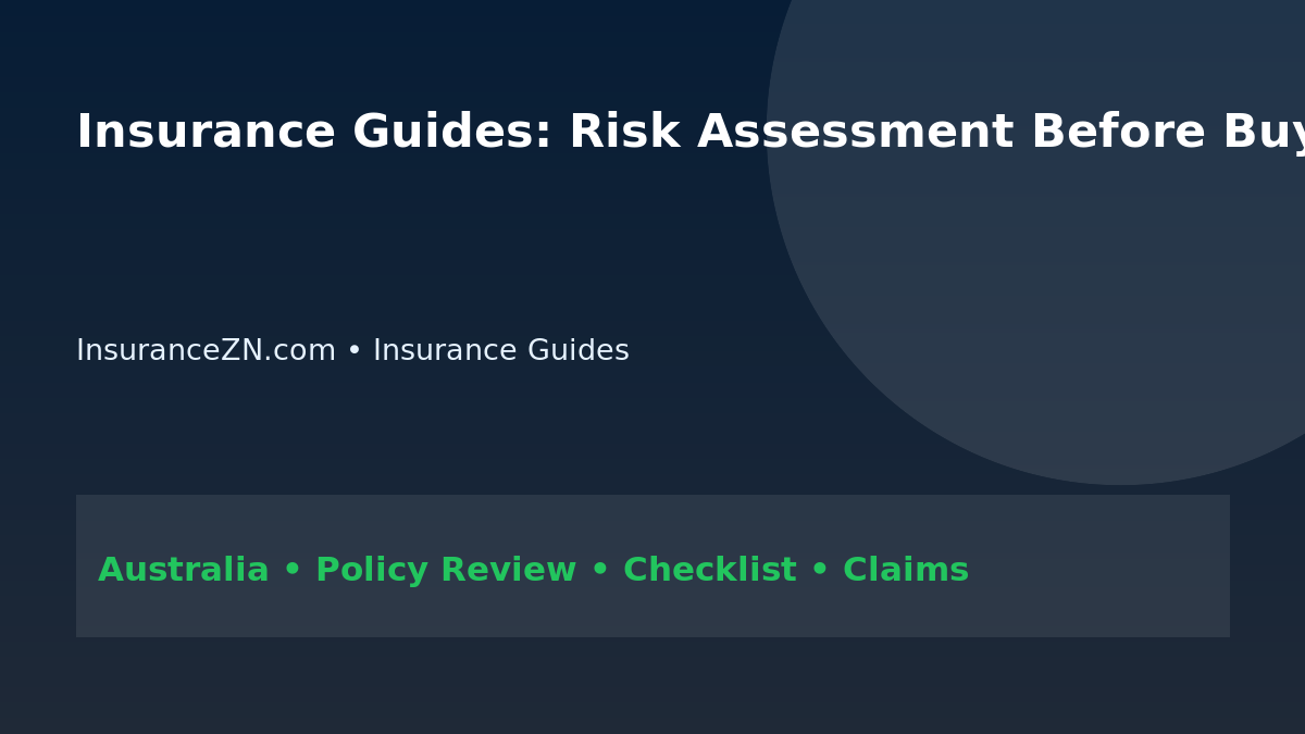 Insurance Guides: Risk Assessment Before Buying Cover for Australians 2026 - InsuranceZN Australian insurance guide