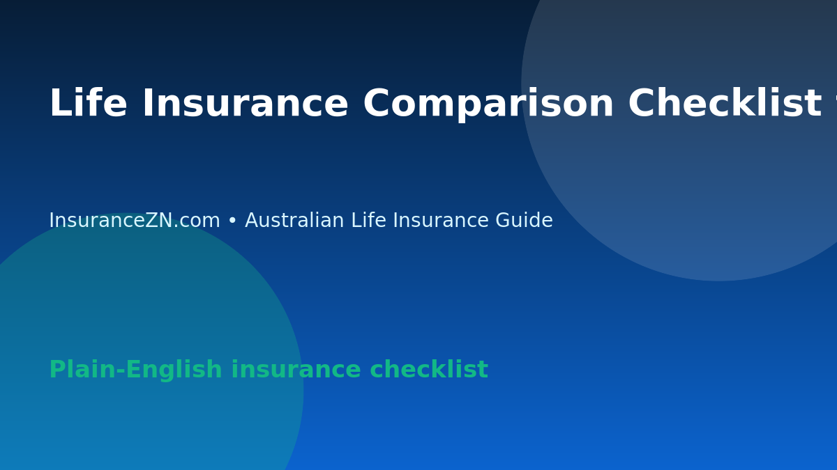 Life Insurance Comparison Checklist for Australian Beginners - Australian life insurance guide