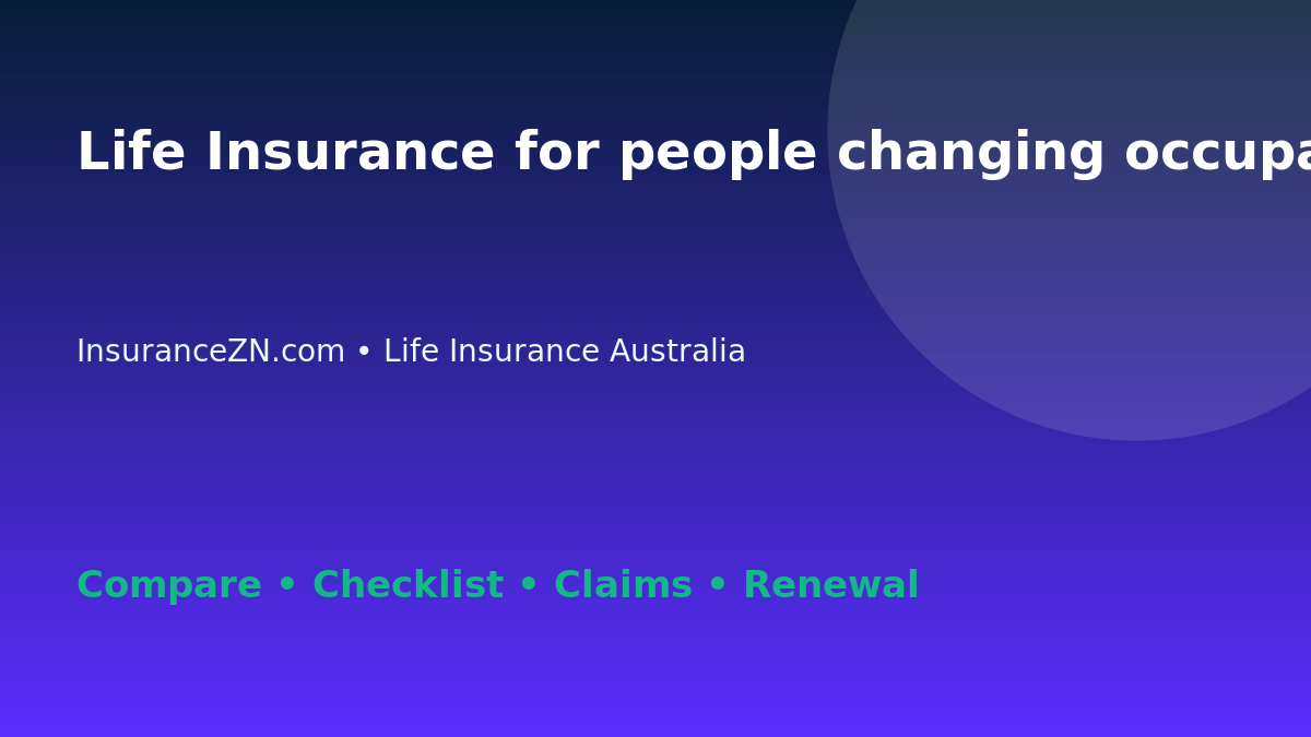 Life Insurance for people changing occupation in Australia - Australian insurance guide