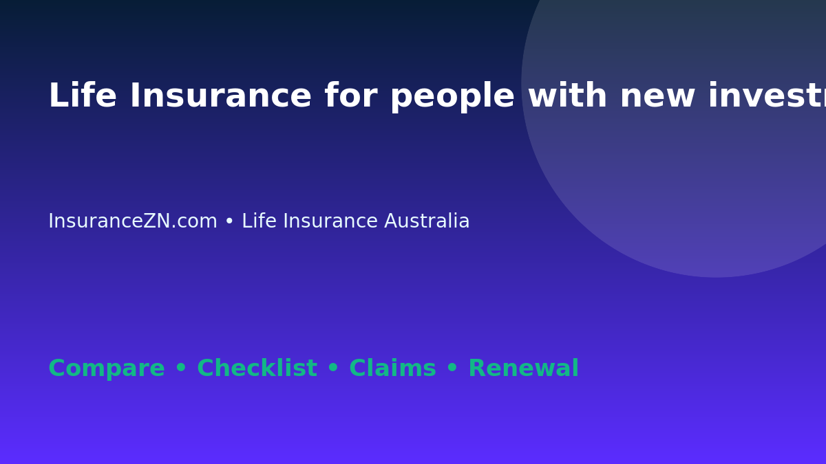 Life Insurance for people with new investment plans in Australia - Australian insurance guide
