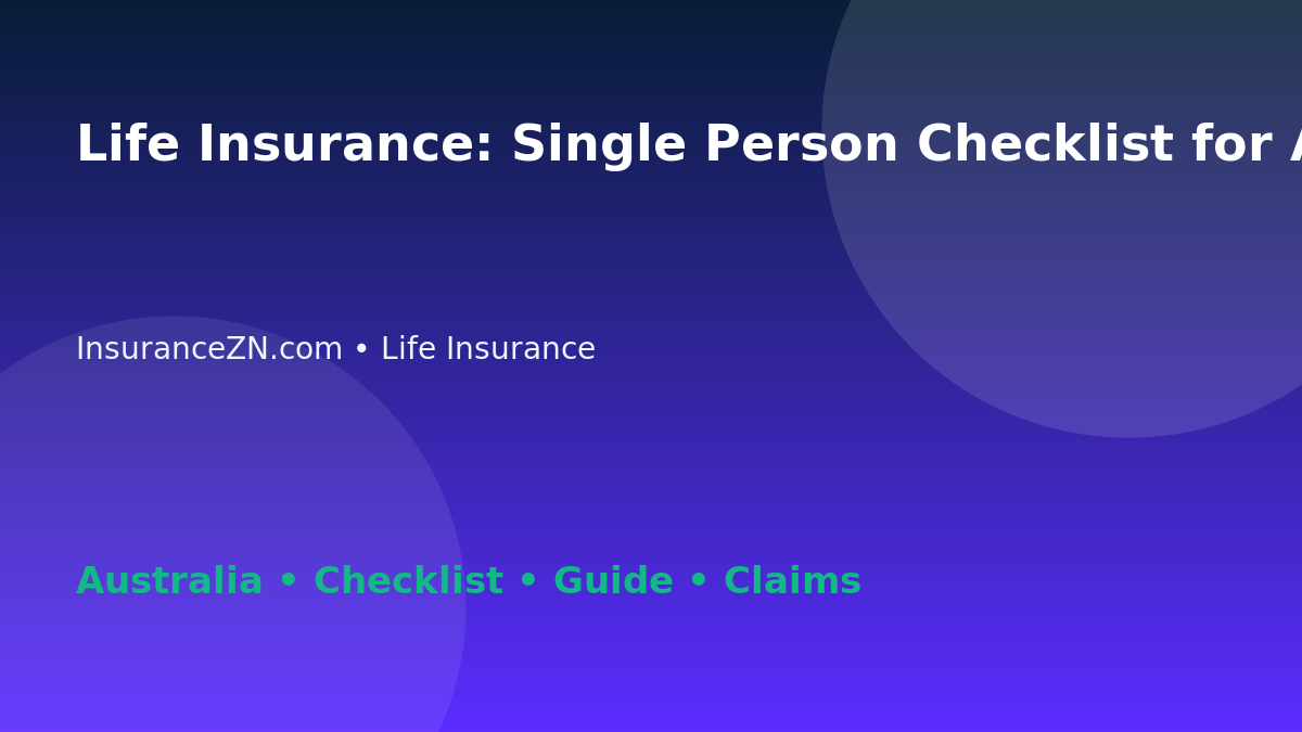 Life Insurance: Single Person Checklist for Australian Readers 2026 - InsuranceZN Australian insurance guide