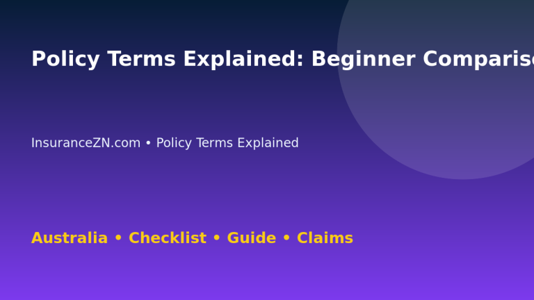 Policy Terms Explained: Beginner Comparison Steps for Australian Readers 2026 - InsuranceZN guide