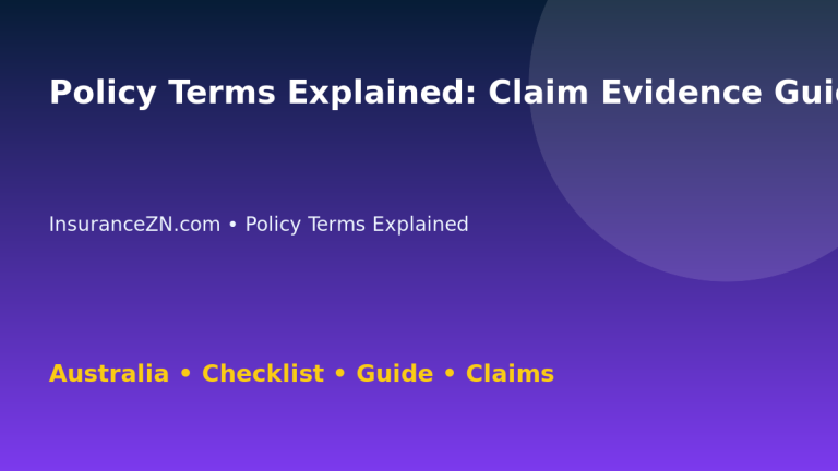 Policy Terms Explained: Claim Evidence Guide for Australian Readers 2026 - InsuranceZN guide