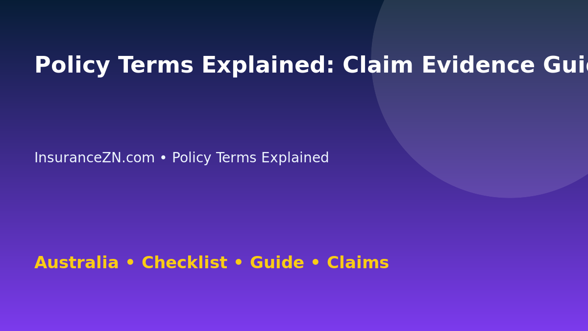 Policy Terms Explained: Claim Evidence Guide for Australian Readers 2026 - InsuranceZN guide