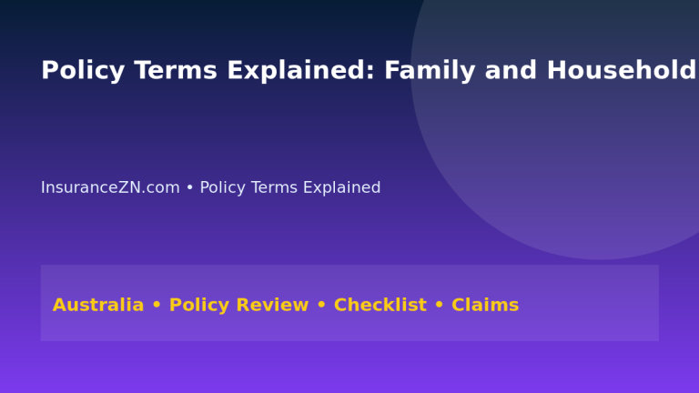 Policy Terms Explained: Family and Household Cover Planning for Australians 2026 - InsuranceZN Australian insurance guide