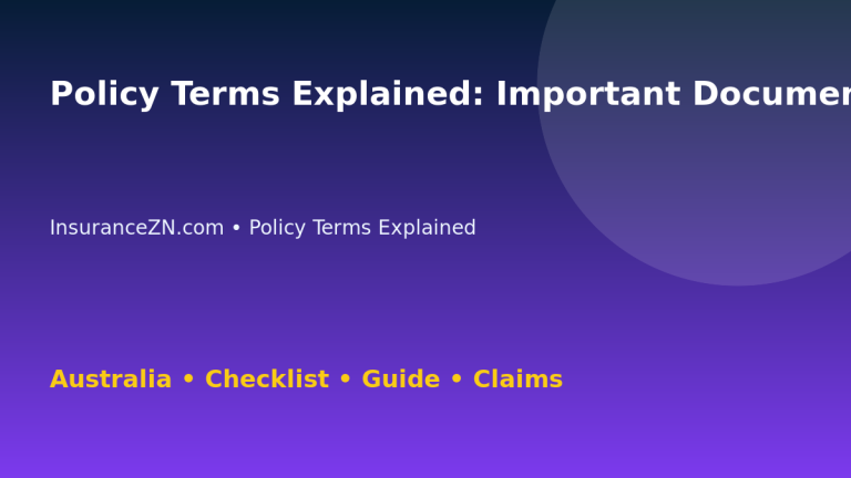 Policy Terms Explained: Important Documents Checklist for Australian Readers 2026 - InsuranceZN guide