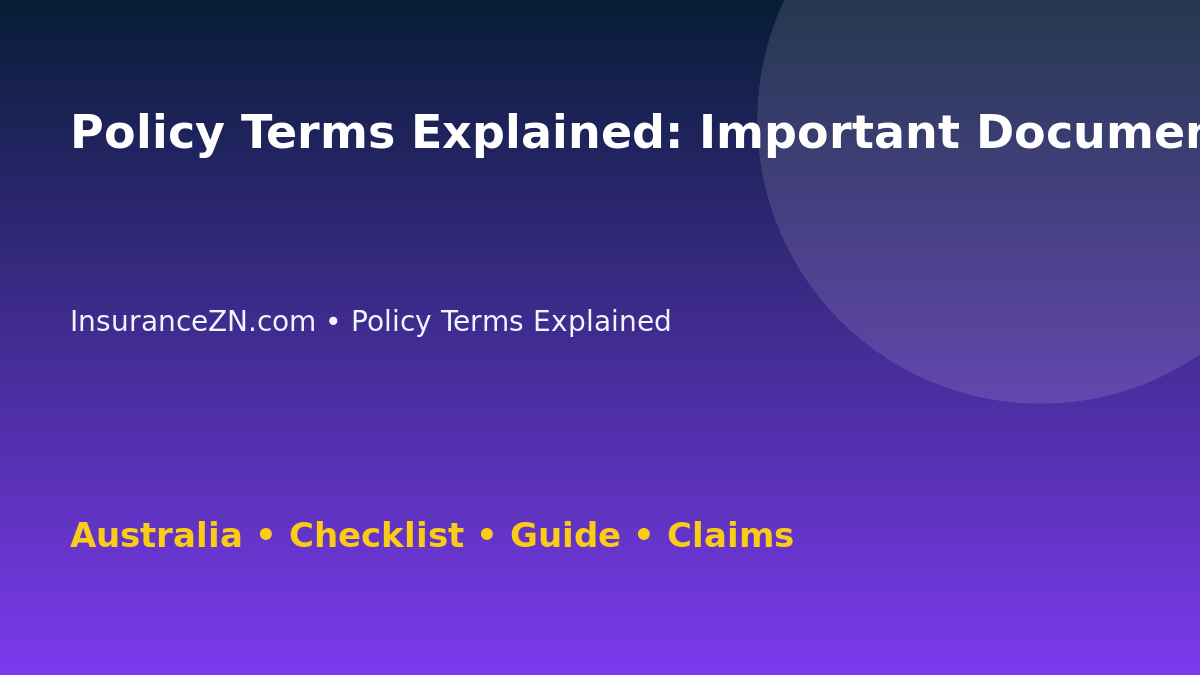 Policy Terms Explained: Important Documents Checklist for Australian Readers 2026 - InsuranceZN guide