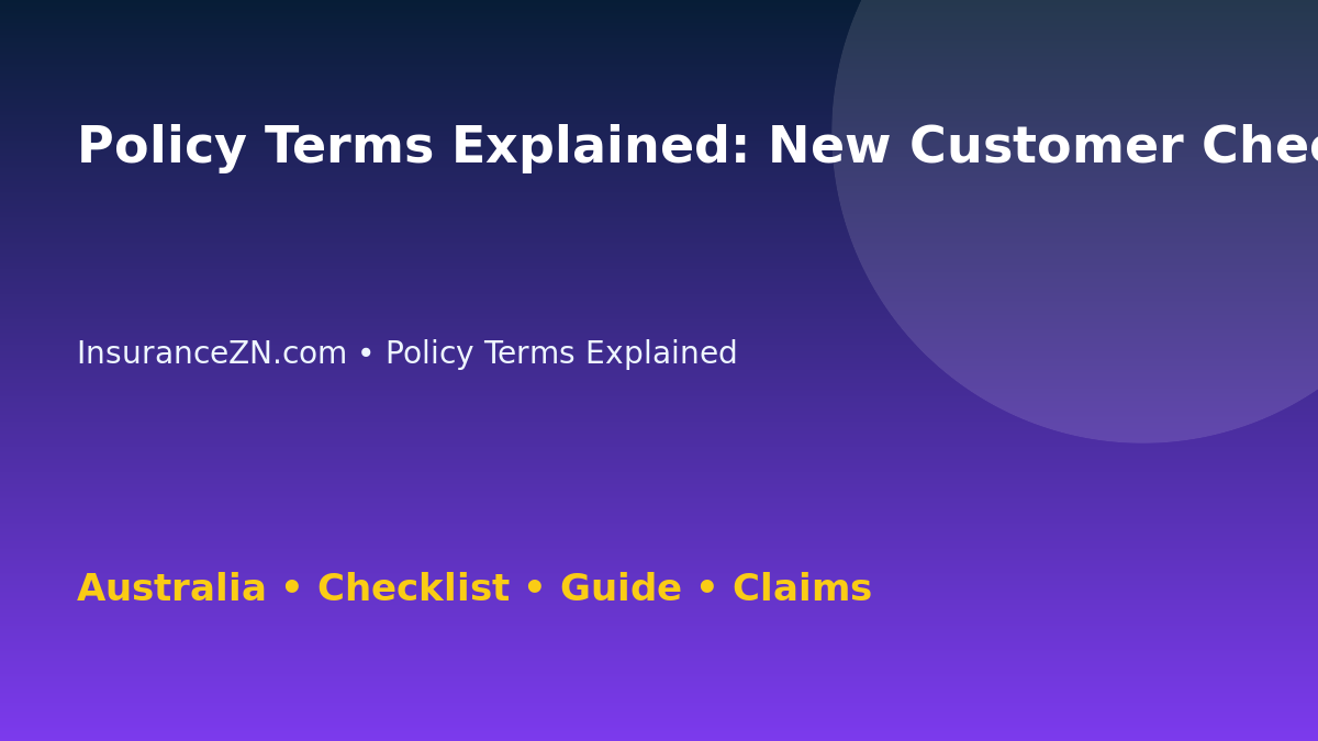 Policy Terms Explained: New Customer Checklist for Australian Readers 2026 - InsuranceZN guide