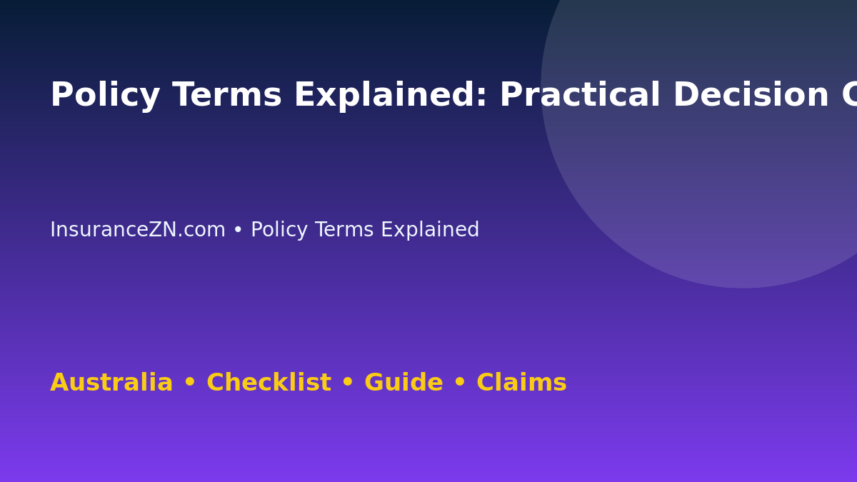 Policy Terms Explained: Practical Decision Checklist for Australian Readers 2026 - InsuranceZN guide