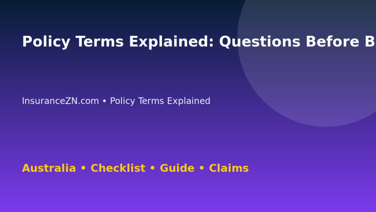 Policy Terms Explained: Questions Before Buying for Australian Readers 2026 - InsuranceZN guide