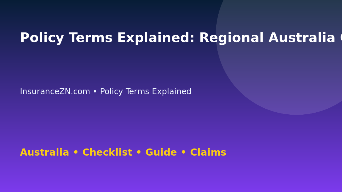 Policy Terms Explained: Regional Australia Checklist for Australian Readers 2026 - InsuranceZN guide
