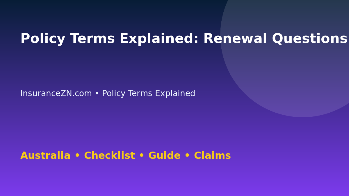 Policy Terms Explained: Renewal Questions to Ask for Australian Readers 2026 - InsuranceZN guide