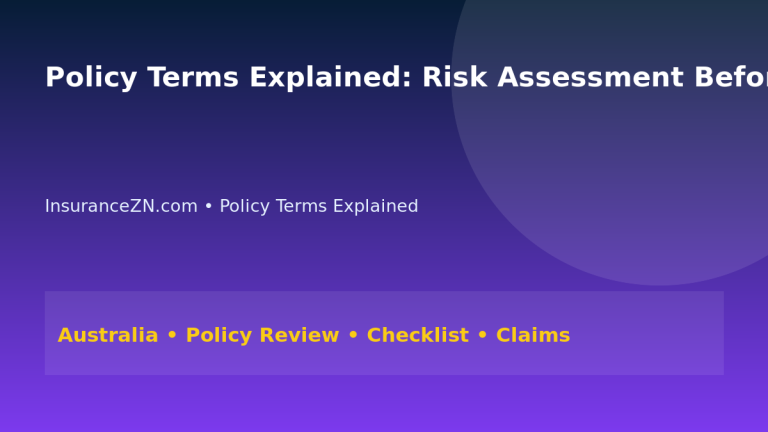Policy Terms Explained: Risk Assessment Before Buying Cover for Australians 2026 - InsuranceZN Australian insurance guide