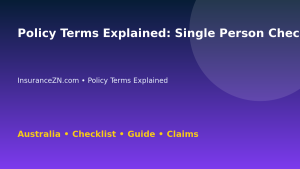 Policy Terms Explained: Single Person Checklist for Australian Readers 2026 - InsuranceZN guide