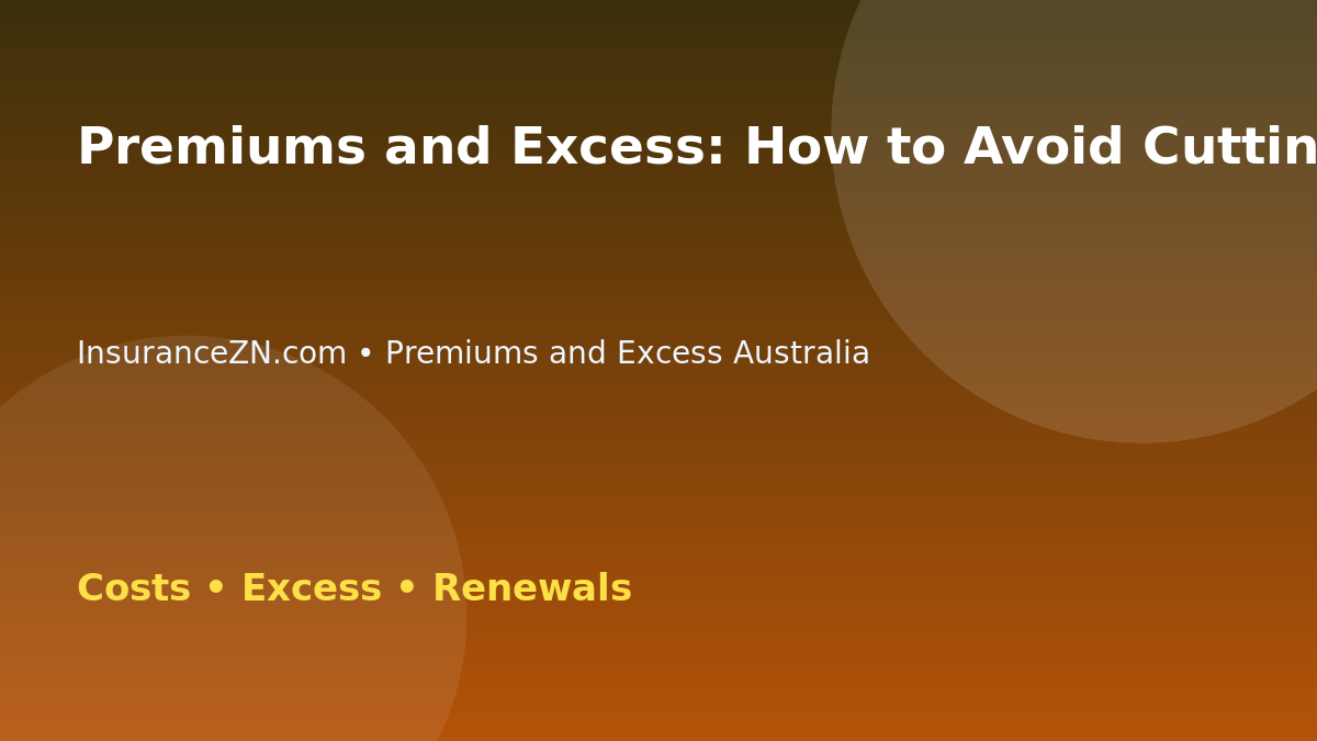 Premiums and Excess: How to Avoid Cutting Too Much Cover to Save Money - Australian insurance guide