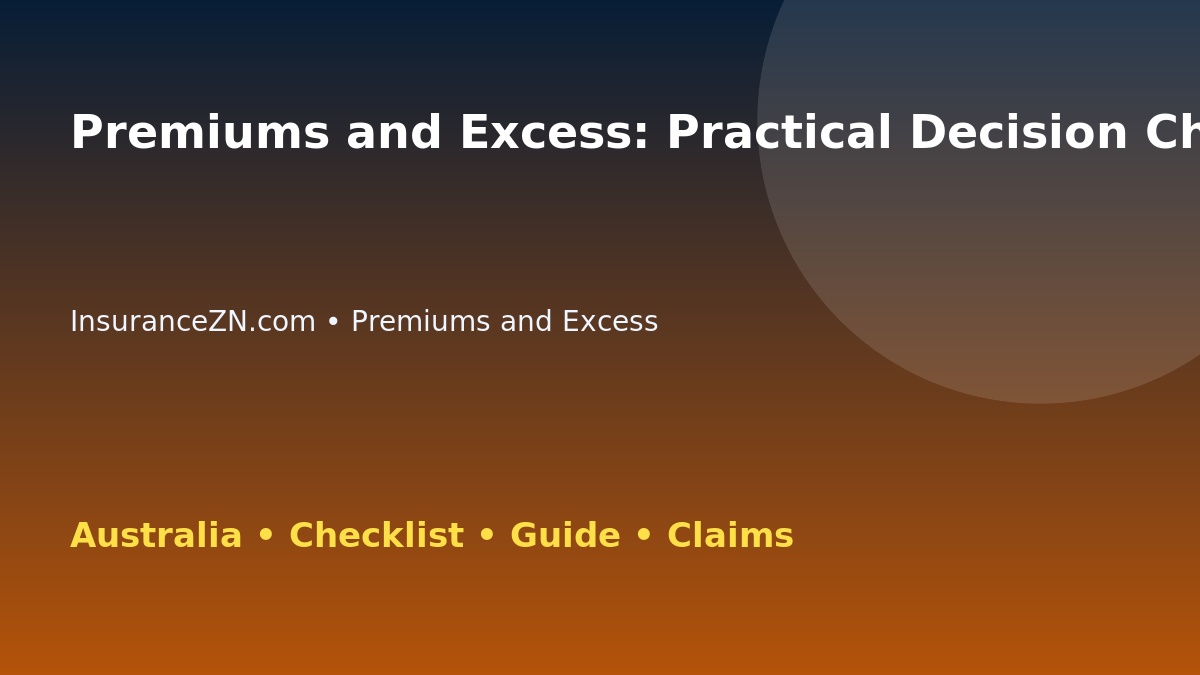 Premiums and Excess: Practical Decision Checklist for Australian Readers 2026 - InsuranceZN guide