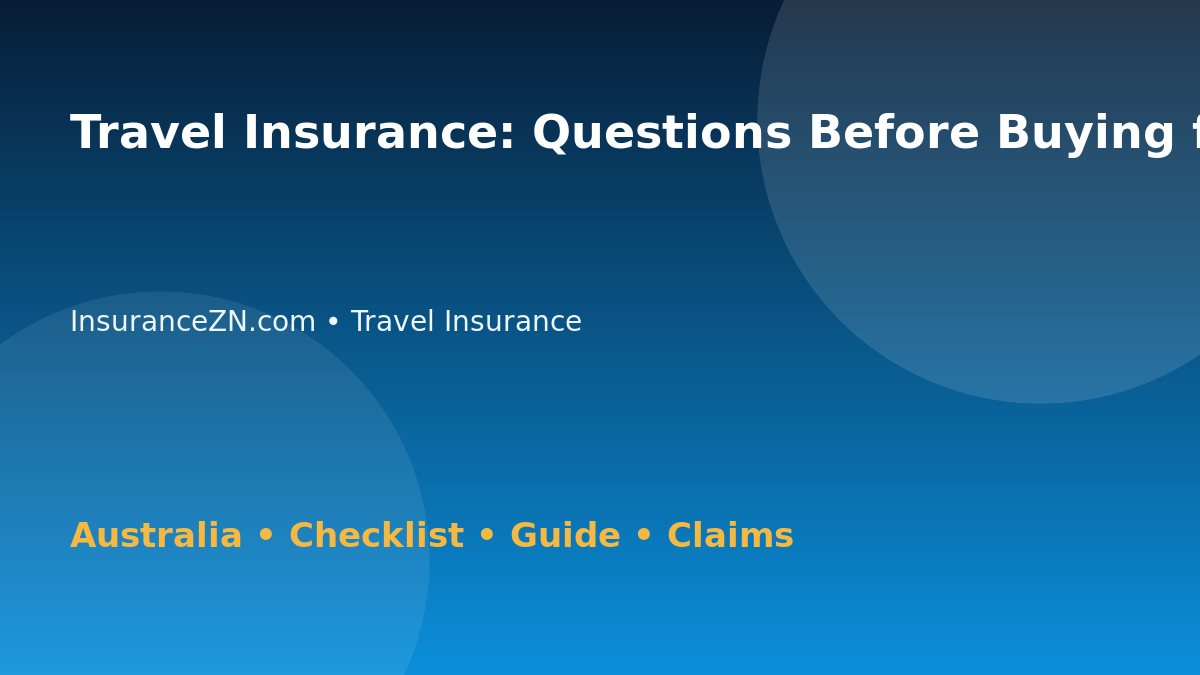 Travel Insurance: Questions Before Buying for Australian Readers 2026 - InsuranceZN Australian insurance guide
