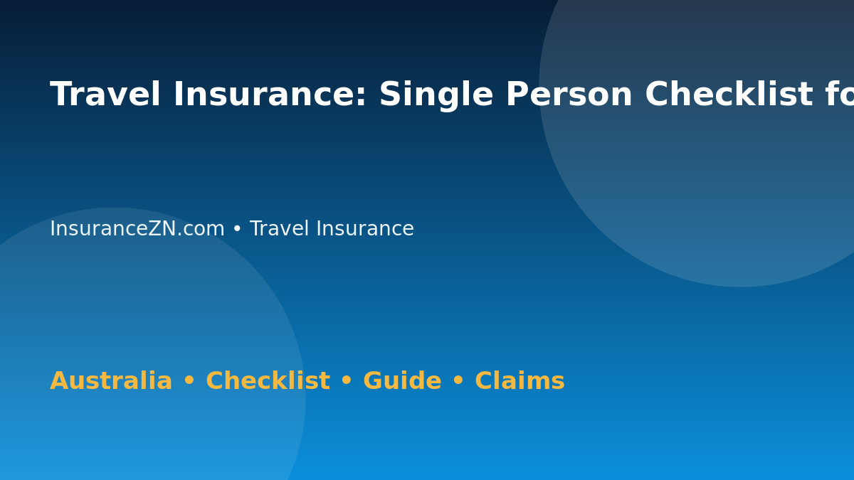 Travel Insurance: Single Person Checklist for Australian Readers 2026 - InsuranceZN Australian insurance guide